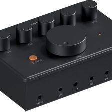 Fosi Audio PH05 5-Channel Headphone Splitter Amplifier, Mini Headphones Amp for Music Studio, Audio Sharing, Podcast Monitor, Supports 16-300 Ohm High Impedance IEM with 12V Power Adapter