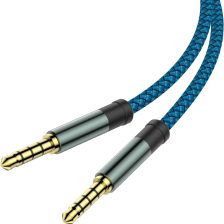 MCSPER 2 Pack TRRS 3.5mm Audio Cable, 5Ft 4-Conductor (4 Pole) with Mic[Microphone Compatible] Nylon Braided Aux Cord Compatible Car Home Stereos,Speaker,Headphones,Sony(Blue)