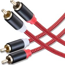 RCA Cable 3Ft,2Rca Male to 2-Rca Male Audio Stereo Subwoofer Cable [Hi-Fi Sound] Nylon-Braided Auxiliary Audio Cord for Home Theater, HDTV, Amplifiers, Hi-Fi Systems,Speakers and etc(3Ft/1M)